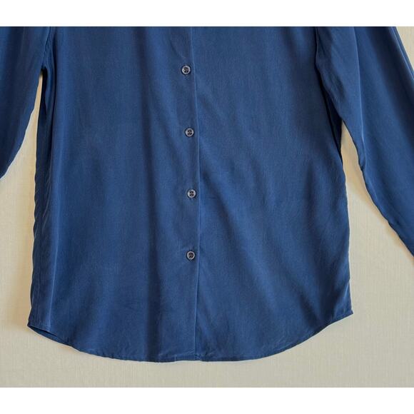 THE FABLE 100% Silk Button Up Shirt Women's Size 8 XS Blue Orchid Top Blouse - Picture 5 of 16